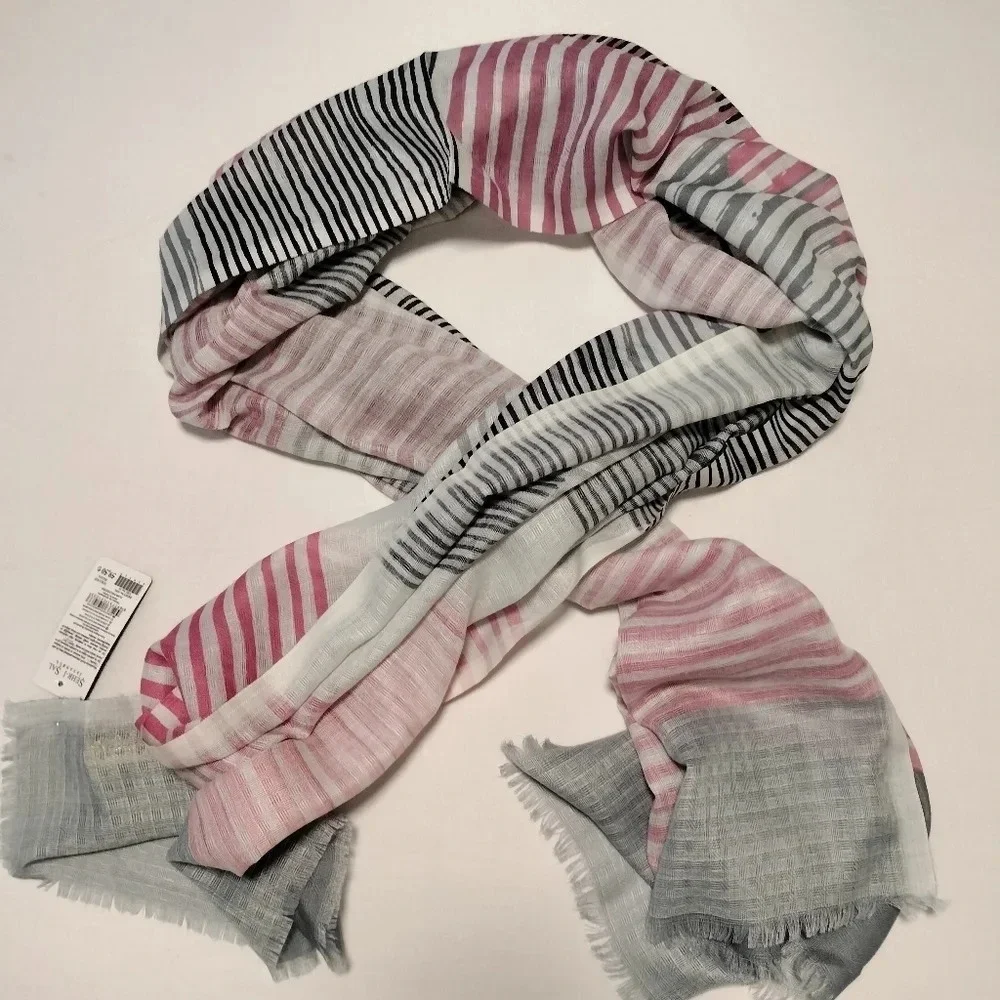 NWT Sher-i Sal Turkish Semi Sheer Frayed Edges Multifunctional Scarf Wrap 483